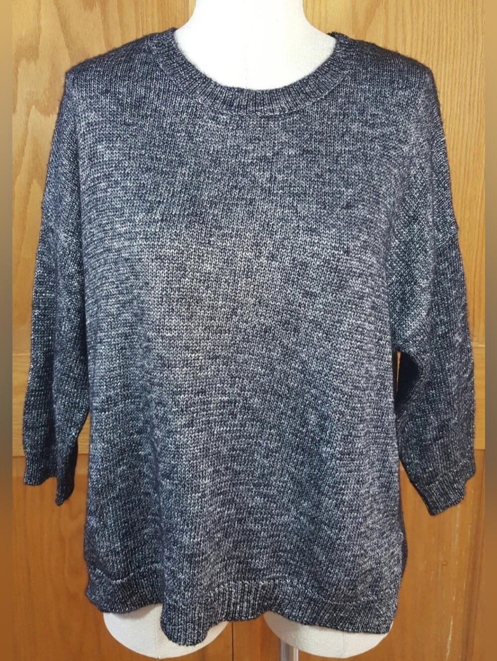 NWT Forever 21 Women's Black & Silver Metallic Oversized Sweater Size Small